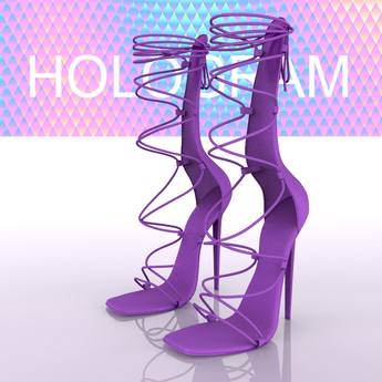 strappy dark purple heels